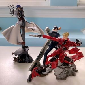 EUC Trigun anime action figure set of 3 (4.5” - 7” tall)